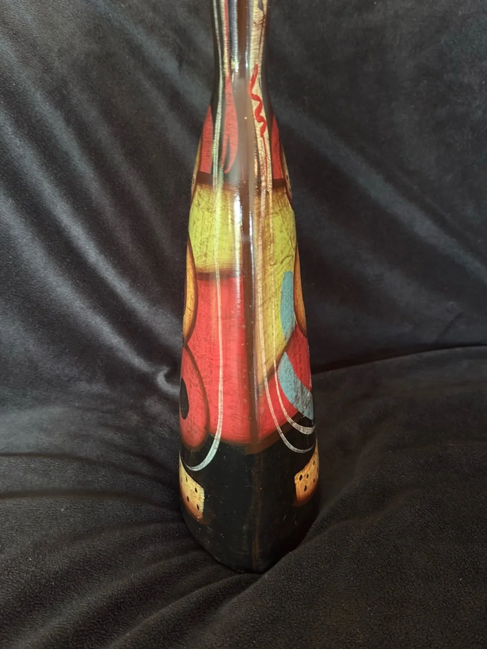 Hand-Painted Multicolor Decorative Ceramic Vase 12.5” Tall x 6” - Home Accents